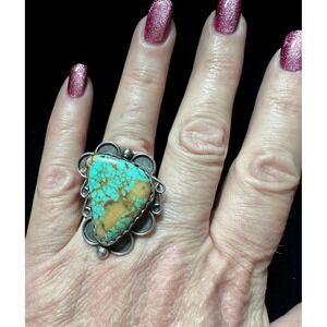 Vintage Navajo Sterling Silver & Turquoise Ring signed Ben
